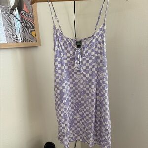 Wild Fable Purple and White Checkered Mini Dress